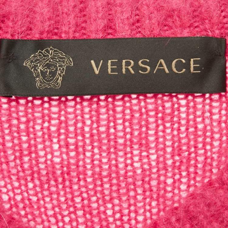 Pre Owned Versace Pink Mohair Blend Cardigan M
