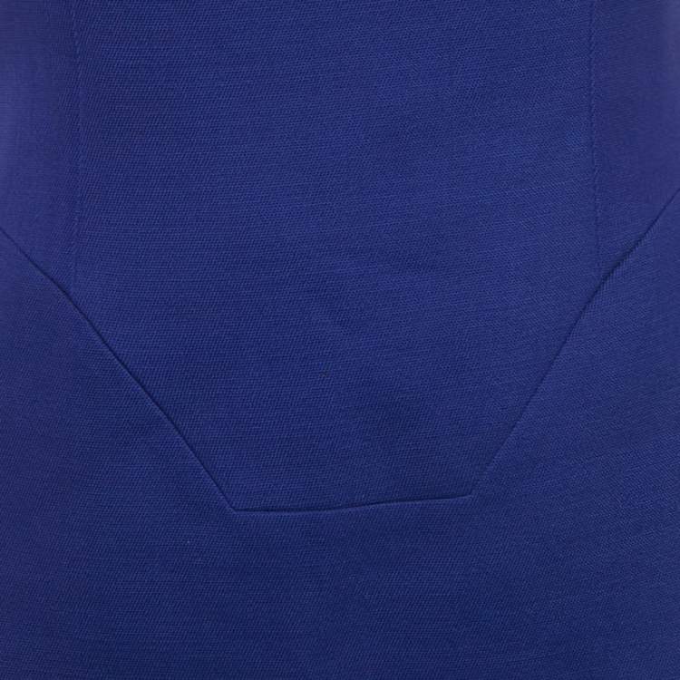 Pre Owned Versace Blue Wool Blend Sheath Mini Dress S