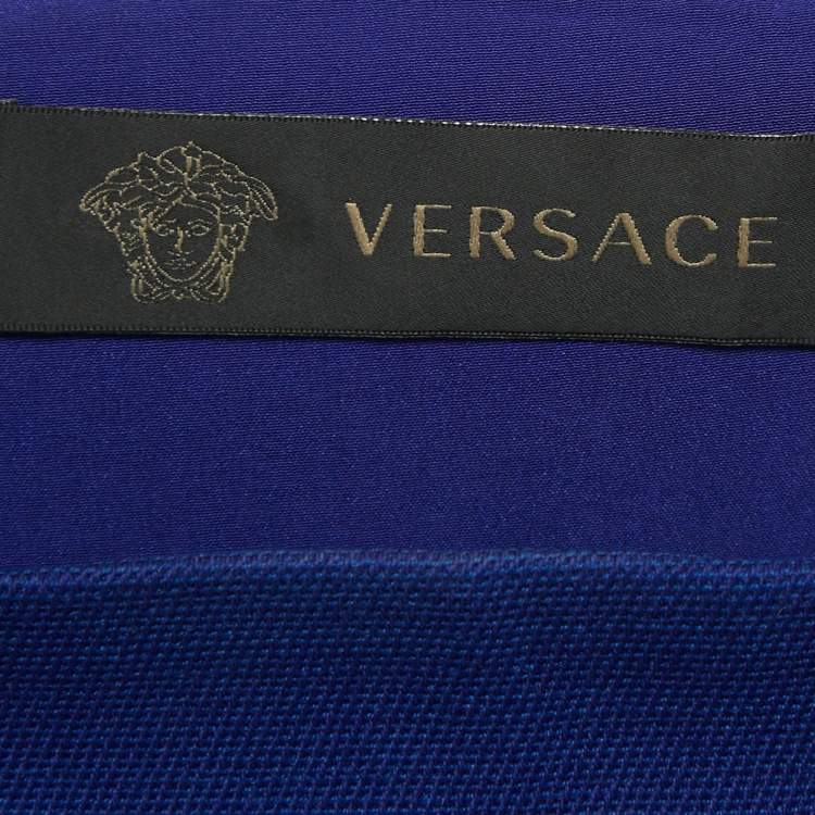 Pre Owned Versace Blue Wool Blend Sheath Mini Dress S