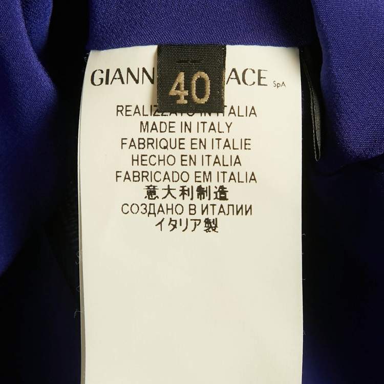 Pre Owned Versace Blue Wool Blend Sheath Mini Dress S