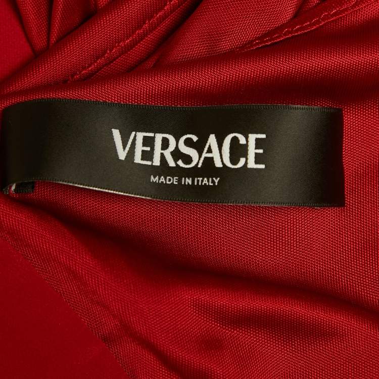 مملوكة مسبقًا Versace Red Jersey & Crepe Medusa '95 Draped Gown M 