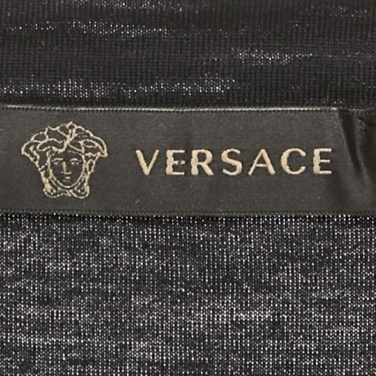 مملوكة مسبقًا Gianni Versace Black Medusa Embroidered Jersey T-Shirt S