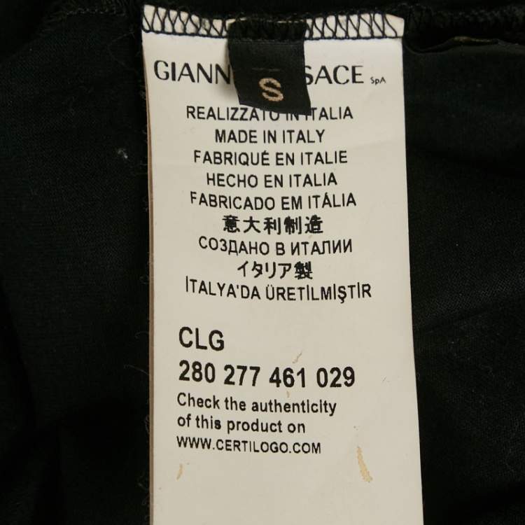 مملوكة مسبقًا Gianni Versace Black Medusa Embroidered Jersey T-Shirt S