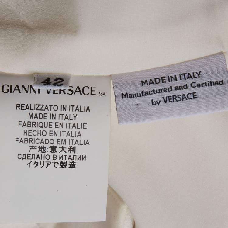 Pre Owned فستان فيرساتشي كريب أبيض كريمي بتفاصيل ظهر ميني مقاس متوسط - ميديم