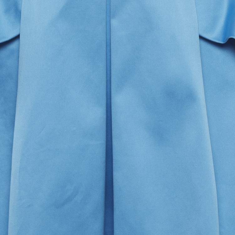 Pre Owned Versace Blue Satin Pleated Mini Skirt M