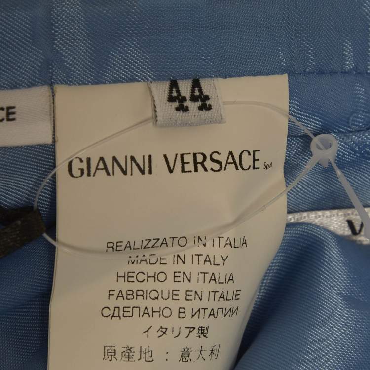 Pre Owned Versace Blue Satin Pleated Mini Skirt M