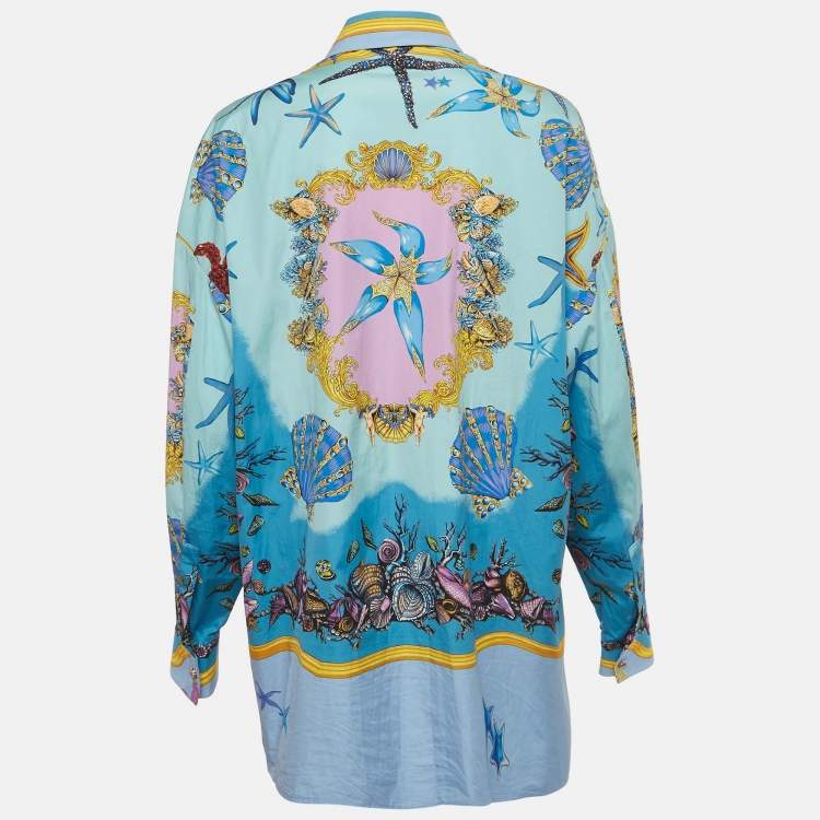 Pre Owned Versace Multicolour Tresor De La Mer Print Cotton Long Sleeve Shirt M