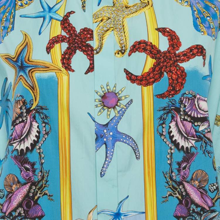 Pre Owned Versace Multicolour Tresor De La Mer Print Cotton Long Sleeve Shirt M