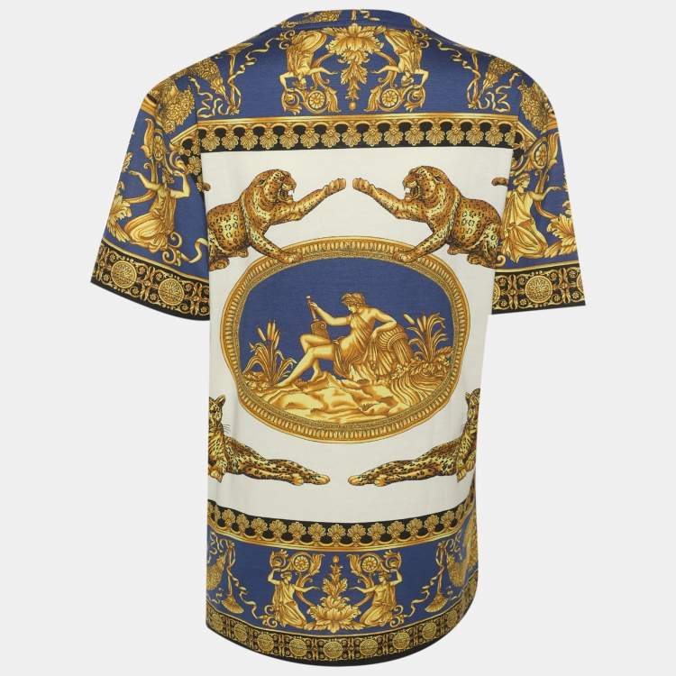 Pre Owned Versace Multicolor Baroque inspired Panther Print Jersey T-Shirt S 