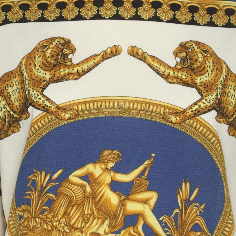 Pre Owned Versace Multicolor Baroque inspired Panther Print Jersey T-Shirt S 