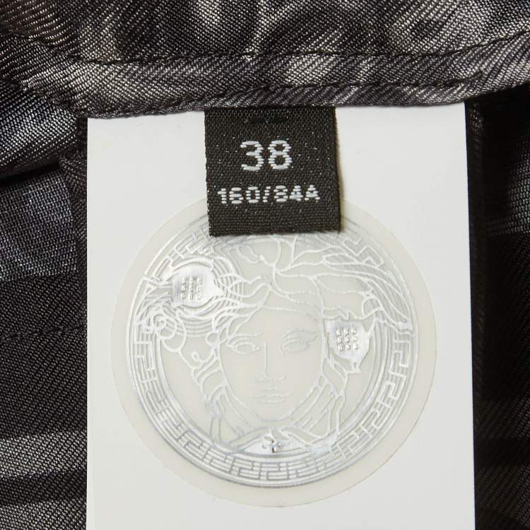 Pre Owned Versace Monochrome Barocco Print Silk Shirt S