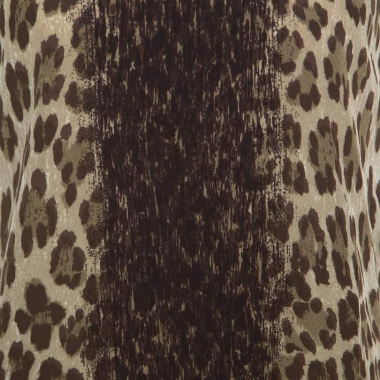 Pre Owned Versace Leopard and Baroque Printed Silk Shoulder Rivet Detail Top S