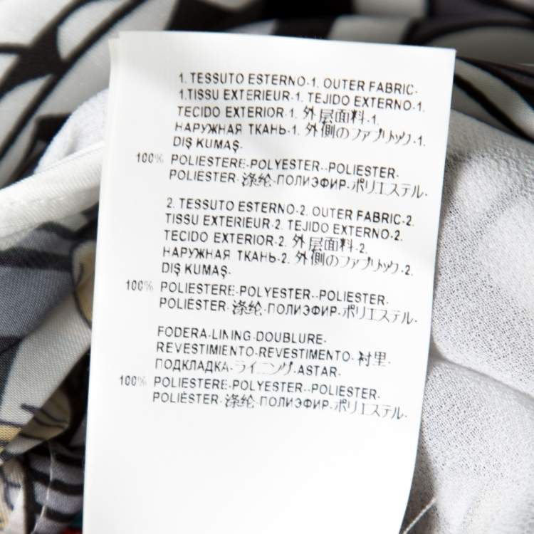 Pre Owned Versace Collection Multicolor Printed Plunge Neck Handkerchief Hem Detail Dress S