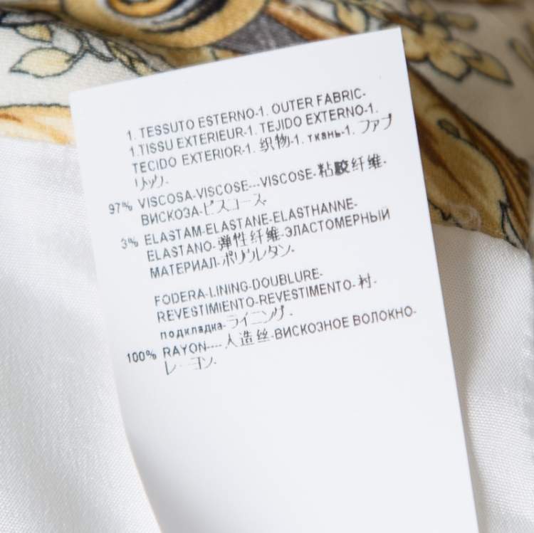 Pre Owned Versace Collection Cream Printed Pencil Midi Skirt M