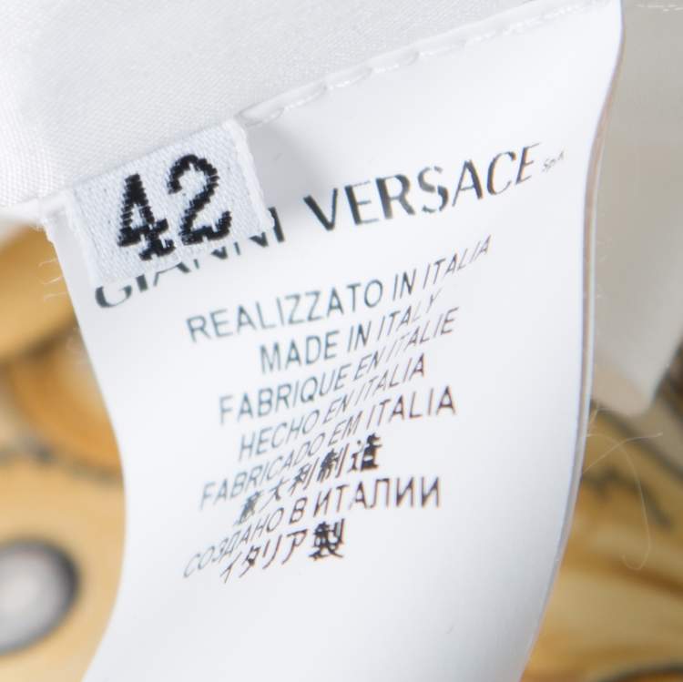 Pre Owned Versace Collection Cream Printed Pencil Midi Skirt M