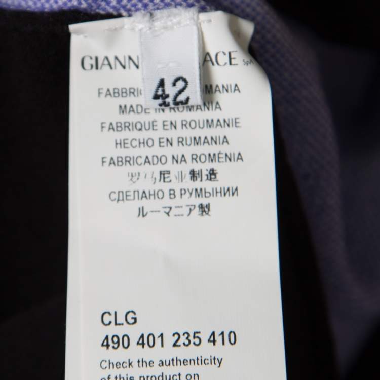 Pre Owned Versace Collection Black and Purple Jacquard Knit Fitted Cap Sleeve Dress M