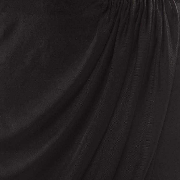 Pre Owned Versace Black Stretch Knit Tulip Wrap Skirt S
