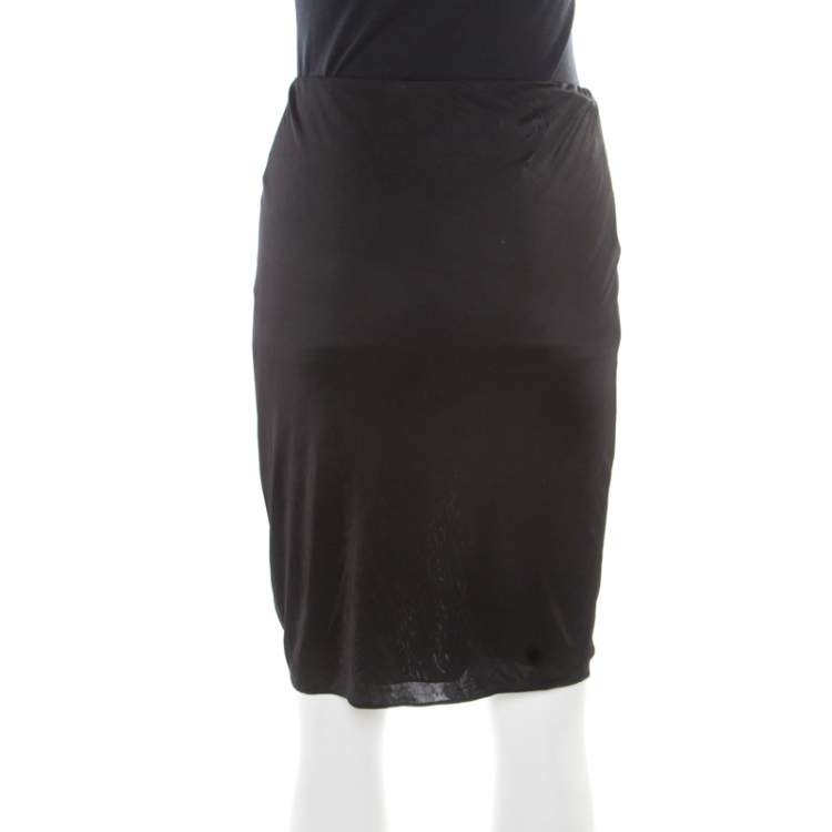 Pre Owned Versace Black Stretch Knit Tulip Wrap Skirt S