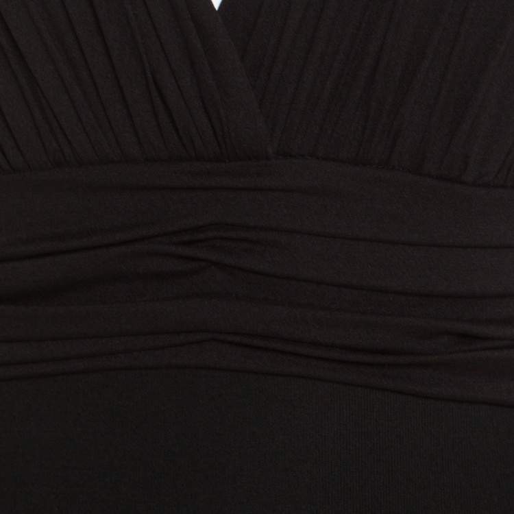 مملوكة مسبقًا Versace Black Ruched Bodice Long Sleeve Fitted Cocktail Dress S