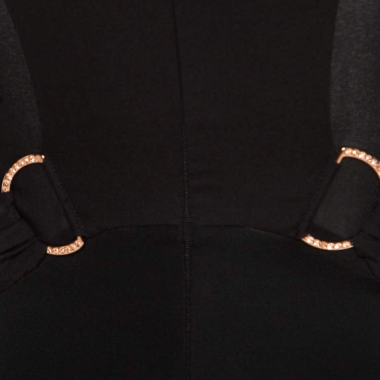 مملوكة مسبقًا Versace Black Ruched Bodice Long Sleeve Fitted Cocktail Dress S