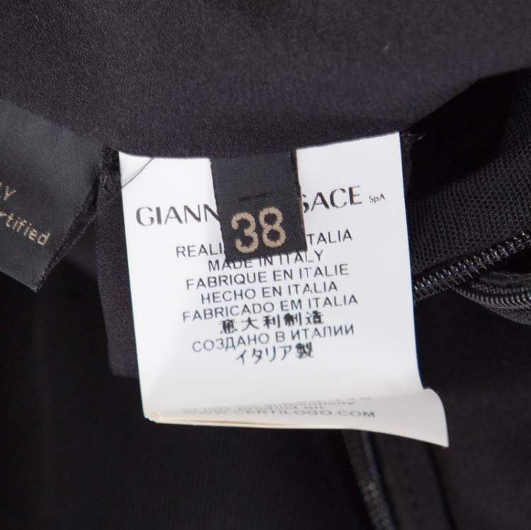 مملوكة مسبقًا Versace Black Ruched Bodice Long Sleeve Fitted Cocktail Dress S