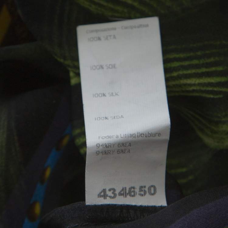 Pre Owned Versace Multicolor Palm Springs Print Sheer Silk Kaftan Top L