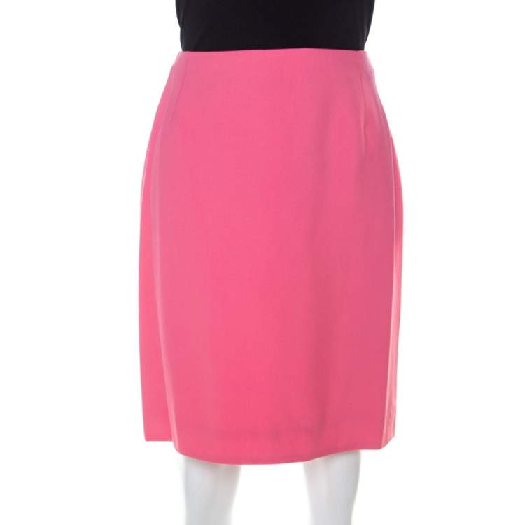 Pre Owned Gianni Versace Pink Silk Vintage Long Jacket & Skirt Suit M 