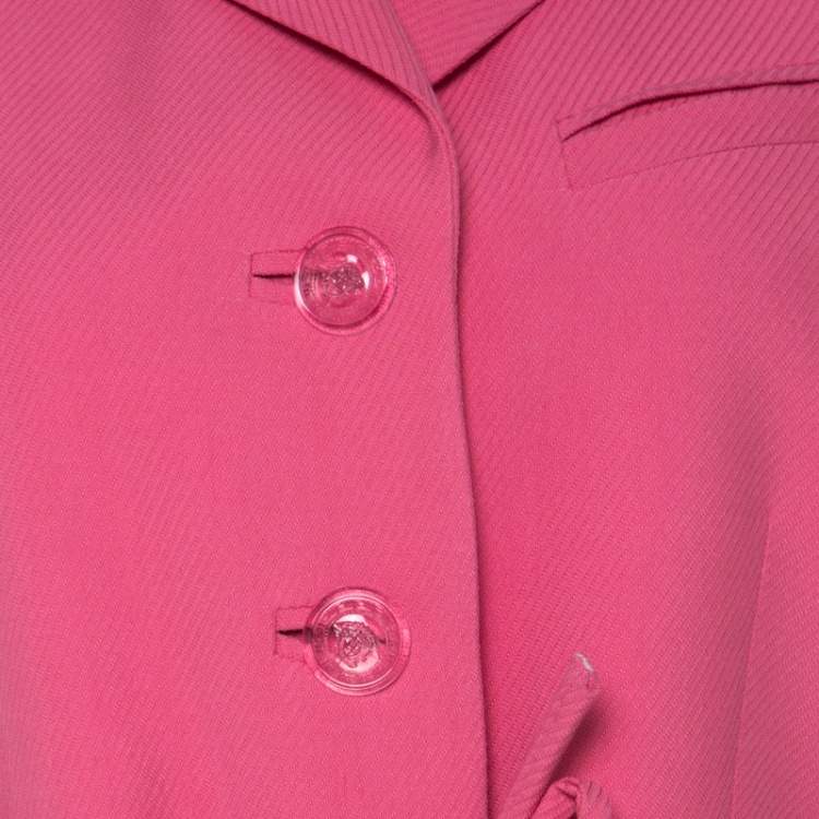Pre Owned Gianni Versace Pink Silk Vintage Long Jacket & Skirt Suit M 