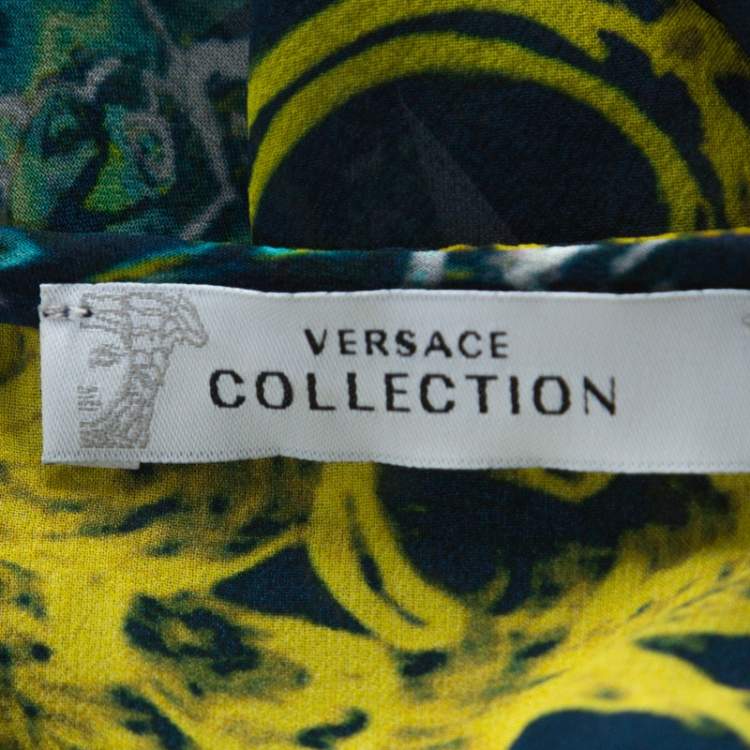 Pre Owned Versace  Multicolor Printed Layered Handkerchief Hem Dress S