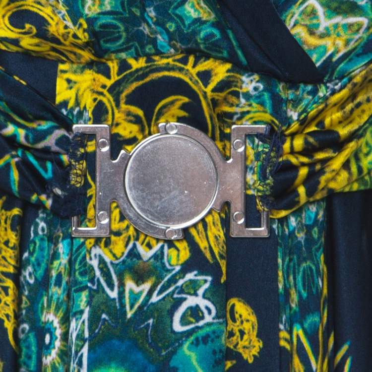 Pre Owned Versace  Multicolor Printed Layered Handkerchief Hem Dress S