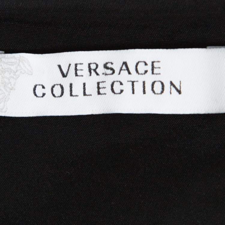مملوكة مسبقًا Versace Collection Black Mechanic Print Stretch Paneled Sheath Dress M