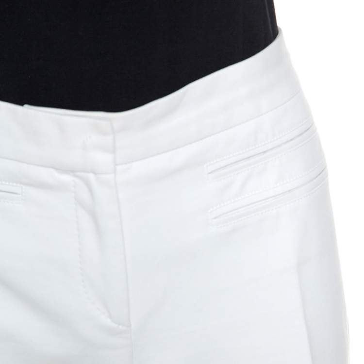 Pre Owned Versace Vintage Off White Cotton Straight Fit Trousers M
