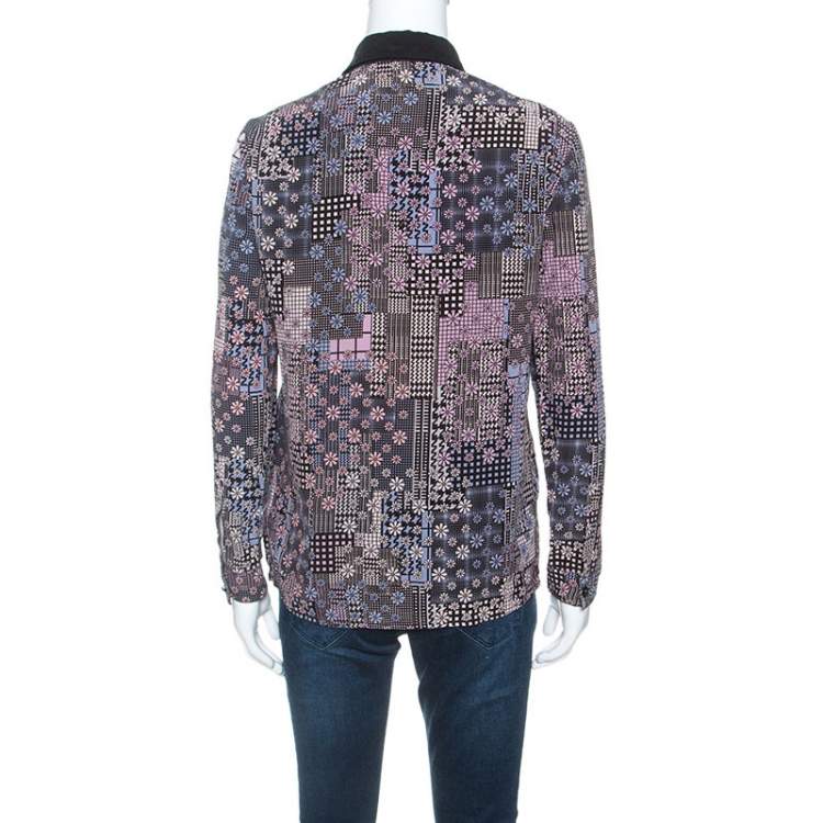 Pre Owned Versace Multicolor Abstract Printed Silk Long Sleeve Shirt S