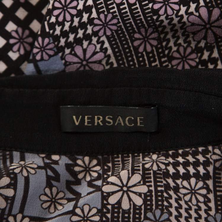 Pre Owned Versace Multicolor Abstract Printed Silk Long Sleeve Shirt S