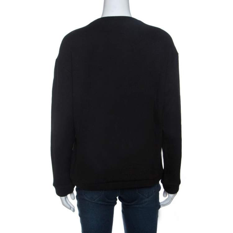 Pre Owned Versace Black Medusa Embellished Wool Sweatshirt M