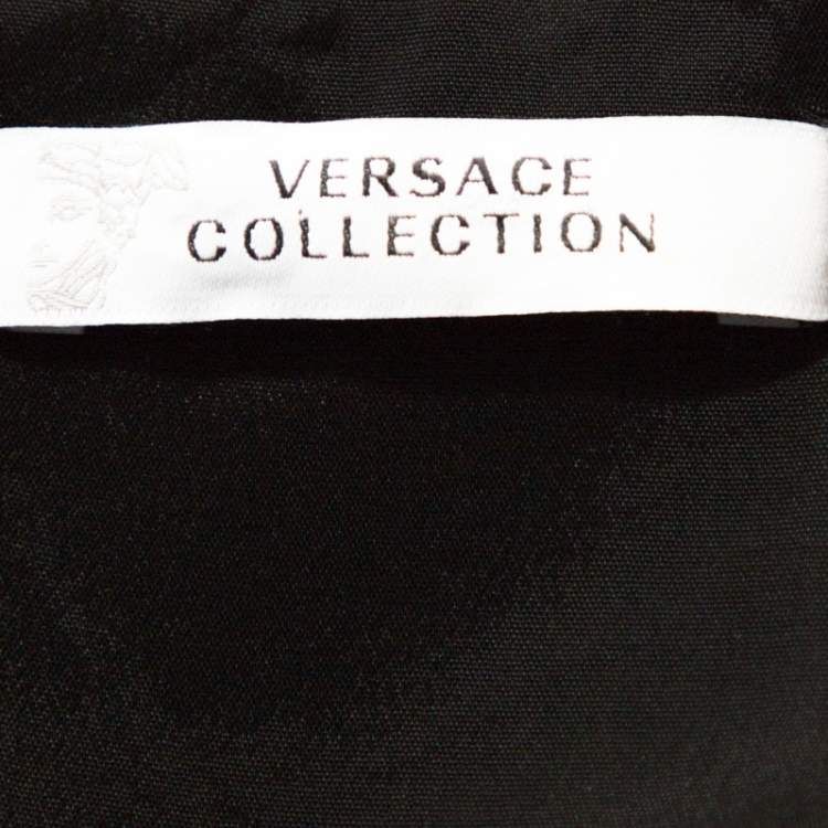 Pre Owned Versace Collection Black Printed Crepe Sheath Dress M