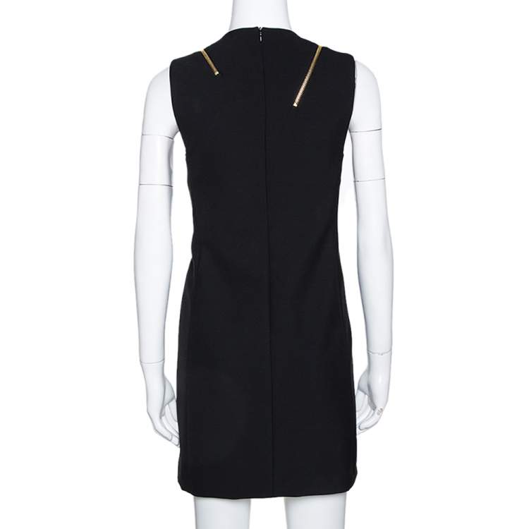 Pre Owned Versace Collection Black Knit Shoulder Zip Detail Sleeveless Dress S