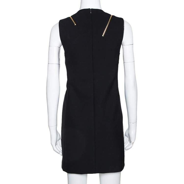 Pre Owned Versace Collection Black Knit Shoulder Zip Detail Sleeveless Dress M