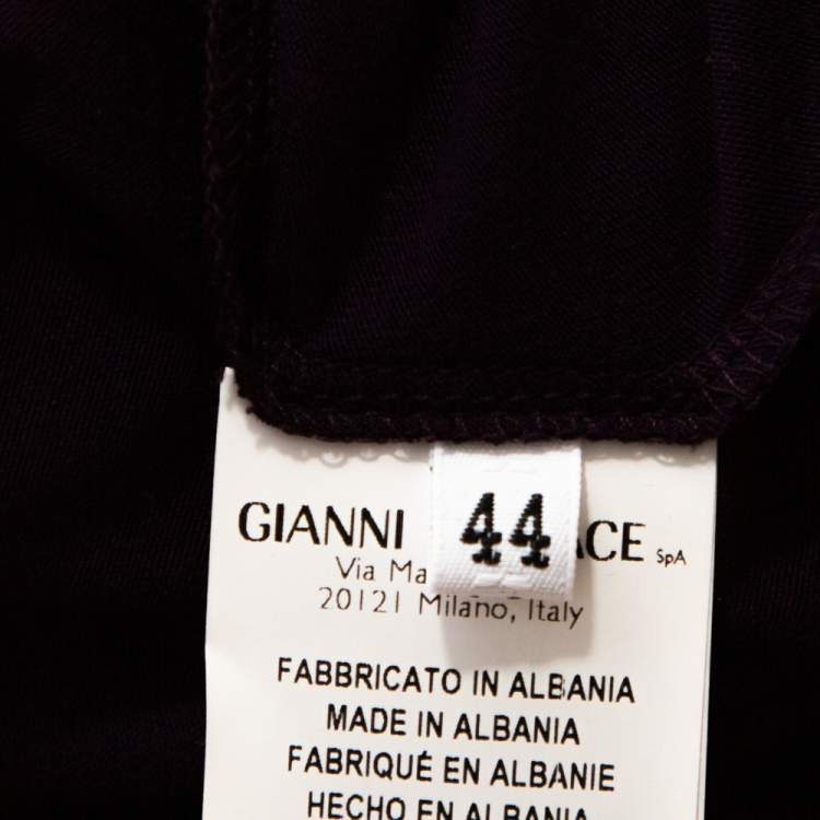 Pre Owned Versace Collection Aubergine Purple Jersey Studded Medusa T-Shirt M