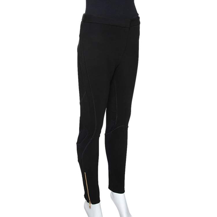 Pre Owned Versace Black Stretch Crepe Mesh Detail Pants M