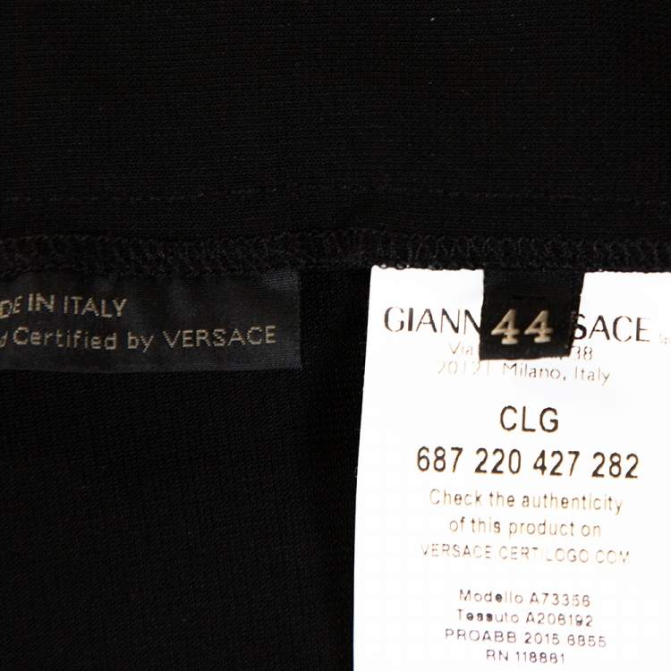 Pre Owned Versace Black Stretch Crepe Mesh Detail Pants M