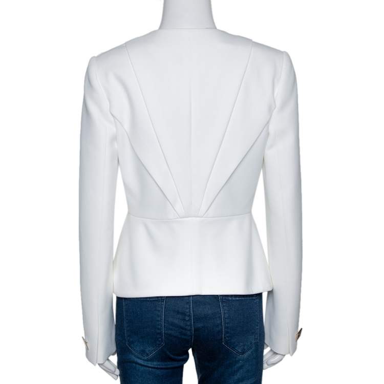 Pre Owned Versace Collection Off White Pleat Detail Blazer M