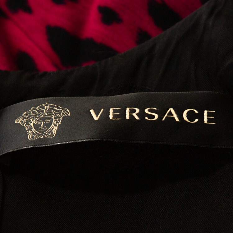 Pre Owned Versace Fuschia Pink Animal & Baroque Print Sheath Dress M