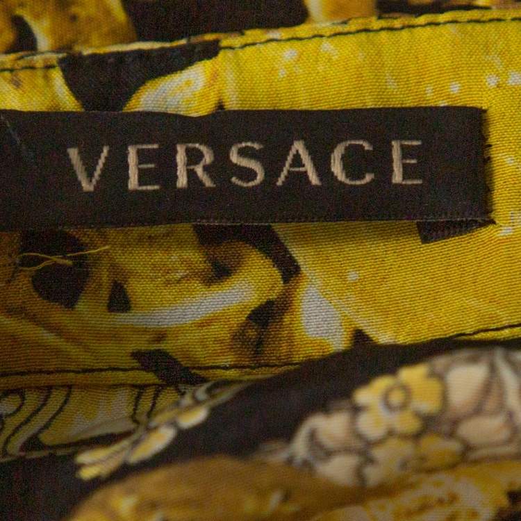 Pre Owned Versace Black Medusa Gold Chain Print Silk Shirt S