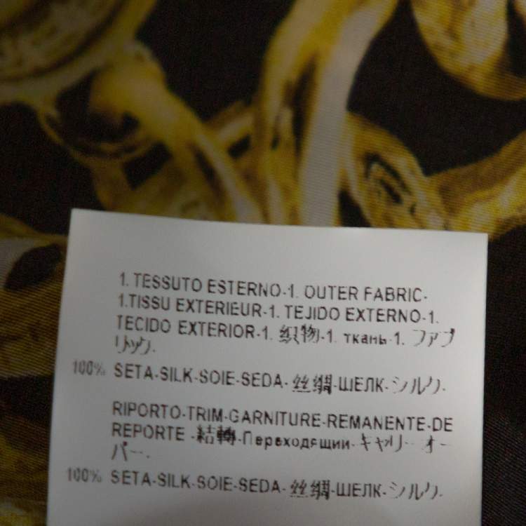 Pre Owned Versace Black Medusa Gold Chain Print Silk Shirt S