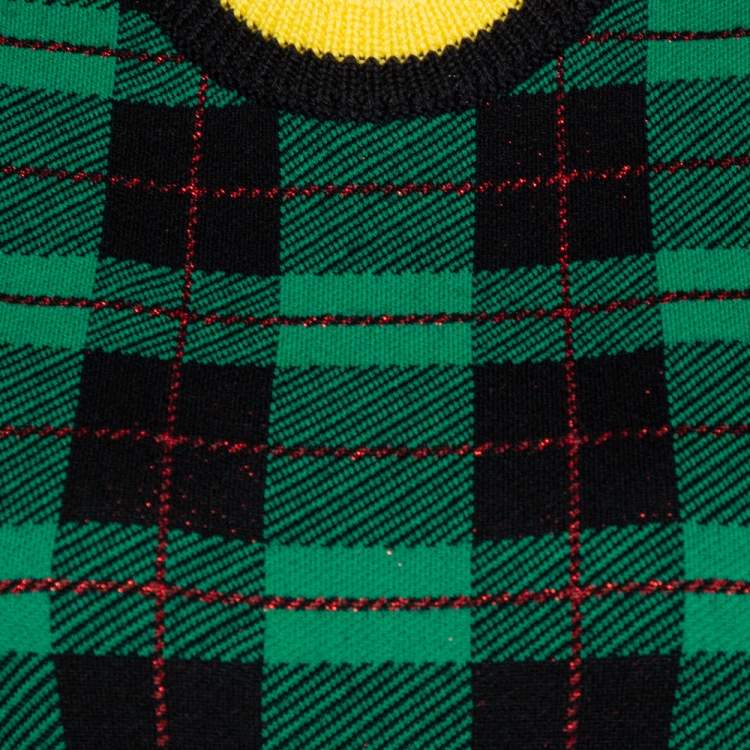 Pre Owned Versace Green Wool Tartan Pattern Sleeveless Sweater Vest S