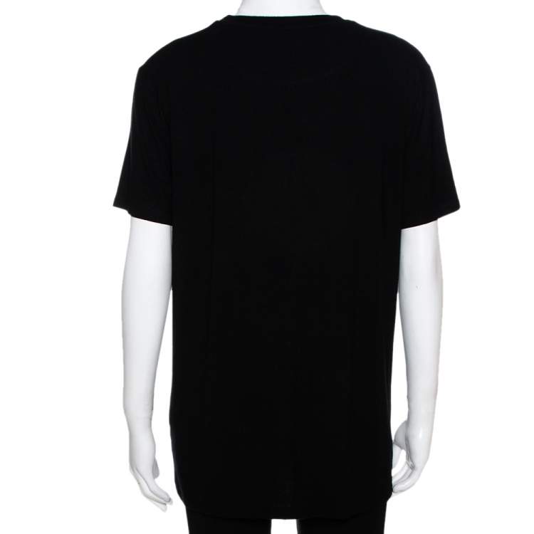 مملوكة مسبقًا Versace Black & Gold Logo Embellished Jersey T Shirt M