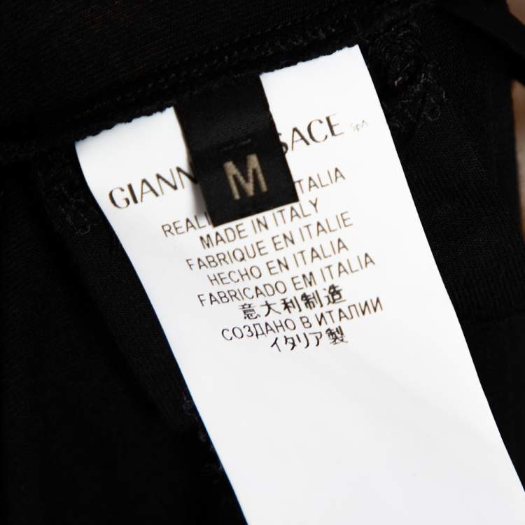 مملوكة مسبقًا Versace Black & Gold Logo Embellished Jersey T Shirt M