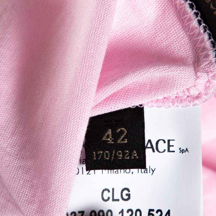 Pre Owned Versace Pink Cotton Medusa Embellished Crew Neck T-Shirt M