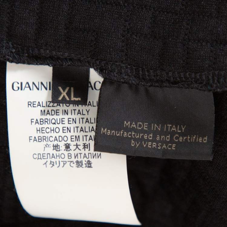 Pre Owned Versace Black Knit Medusa Detail Zip Up Hooded Jacket XL